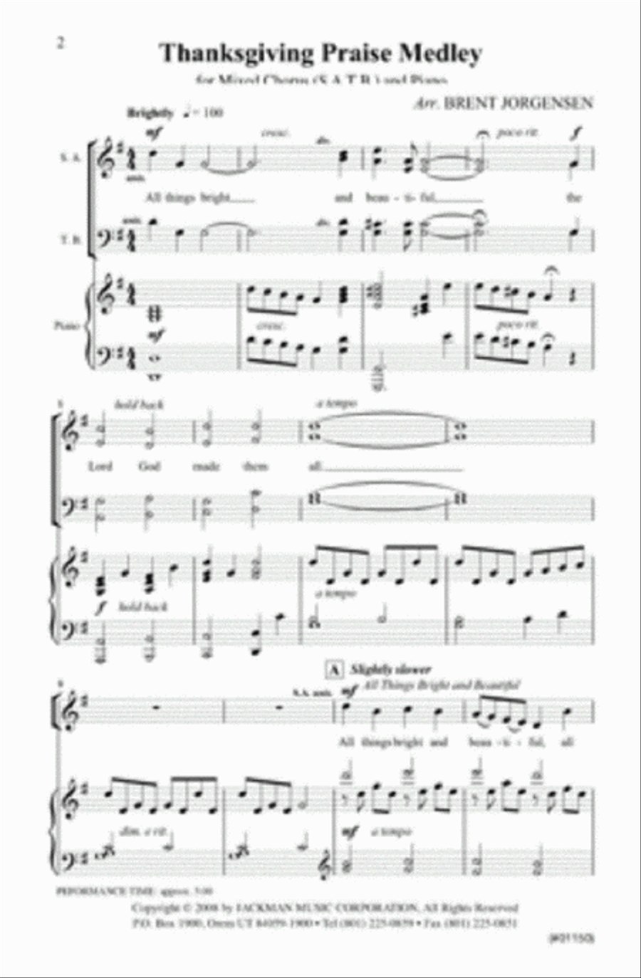 Thanksgiving Praise Medley - SATB 4-Part scores gallery preview page 2