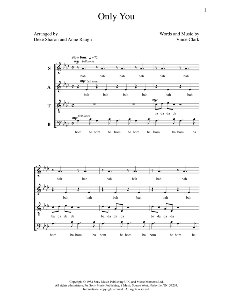 Only You 4-Part scores gallery preview page 1