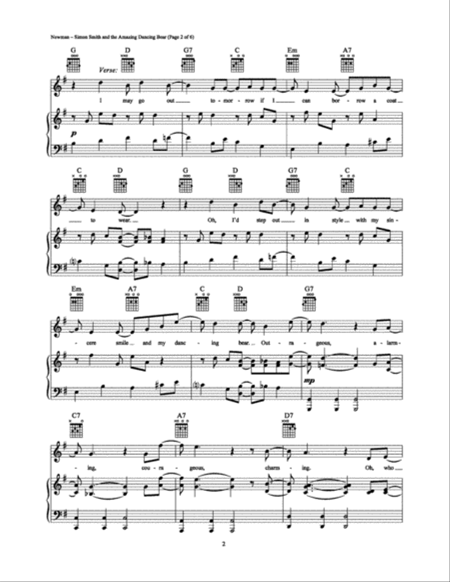 Simon Smith and the Amazing Dancing Bear Piano, Vocal, Guitar scores gallery preview page 2