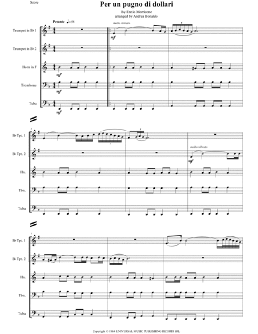 Per Un Pugno Di Dollari Per Un Pugno Di Dollari Brass Ensemble scores gallery preview page 4