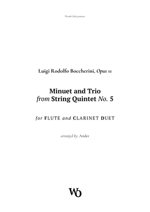 Book cover for Minuet by Boccherini for Flute and Clarinet