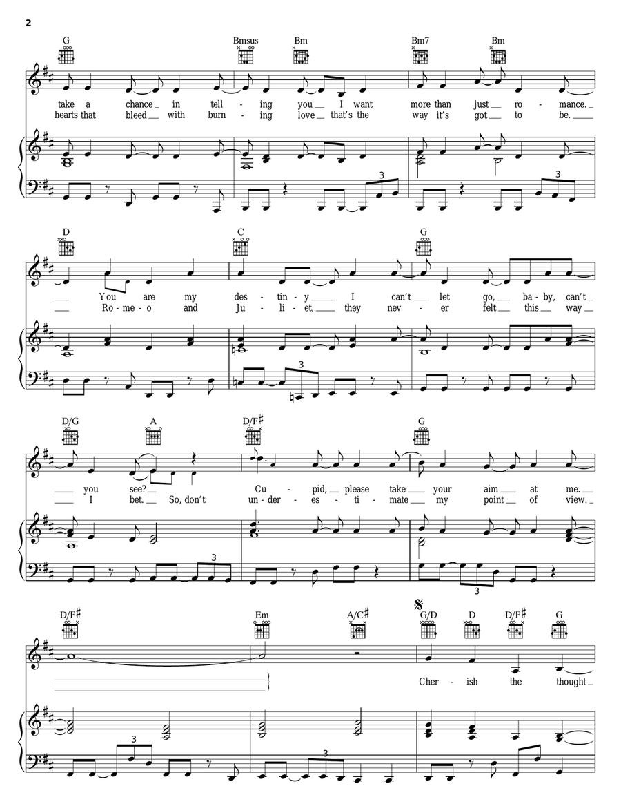 Cherish Piano, Vocal, Guitar scores gallery preview page 2