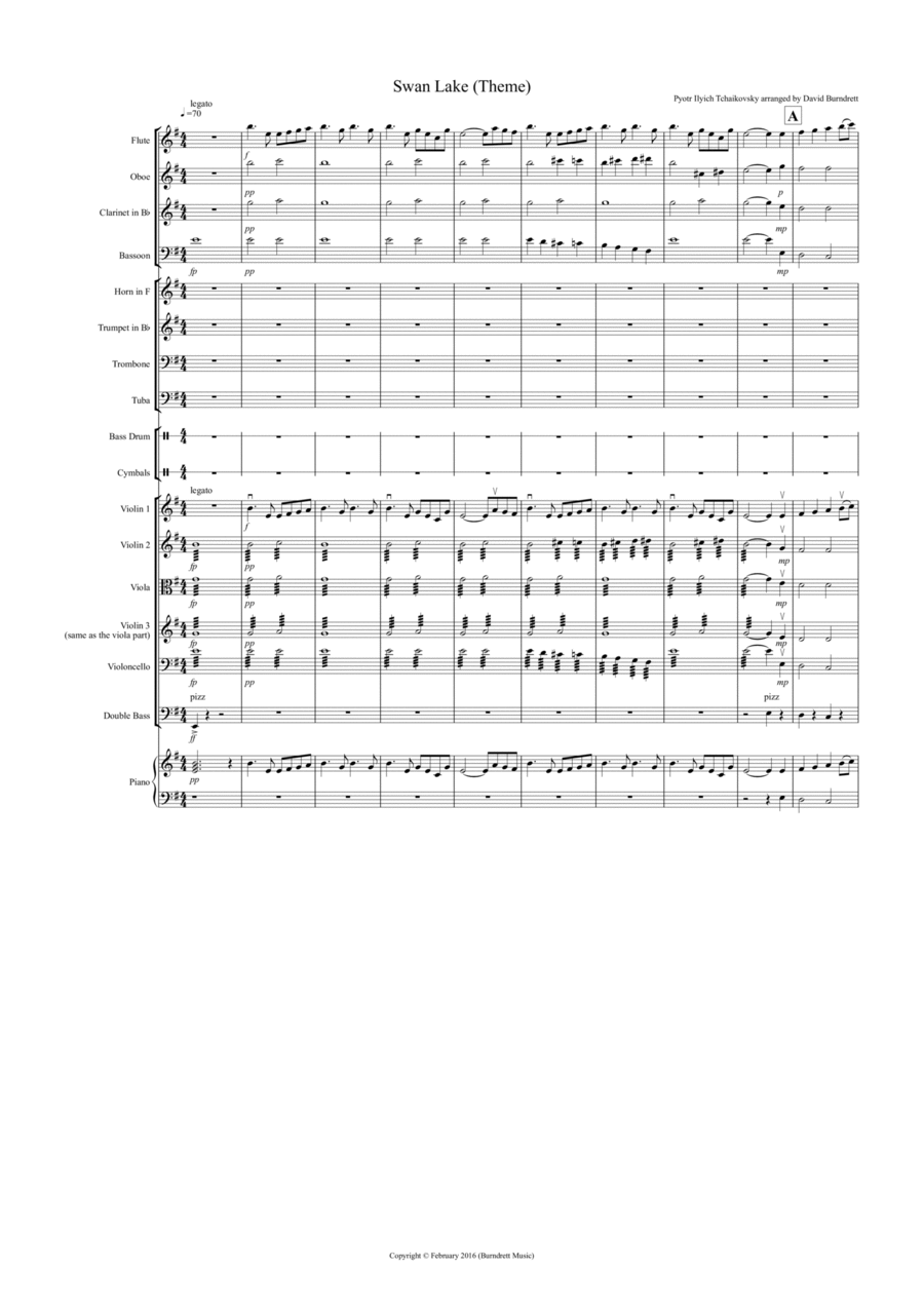 Swan Lake Theme for School Orchestra Full Orchestra scores gallery preview page 1
