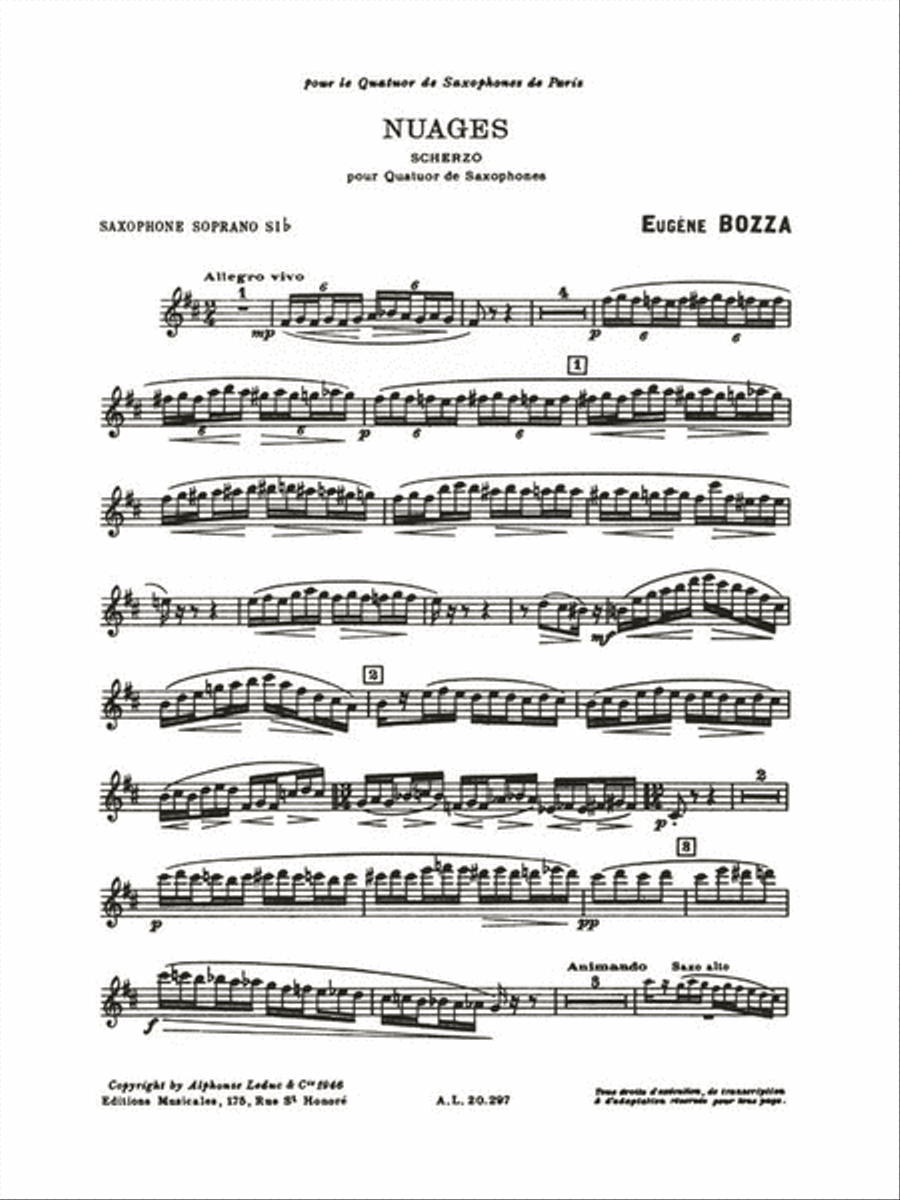 Nuages, Scherzo Saxophone Quartet scores gallery preview page 2