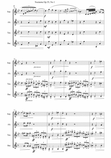 Nocturne - F. Chopin (Op55 N1) for SAX Quartet (SATB) image number null
