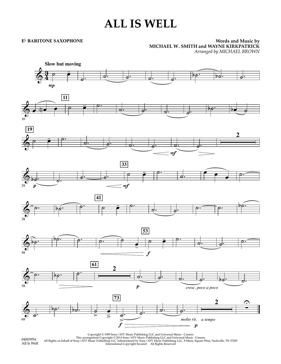 All Is Well - Eb Baritone Saxophone Concert Band scores gallery preview page 1