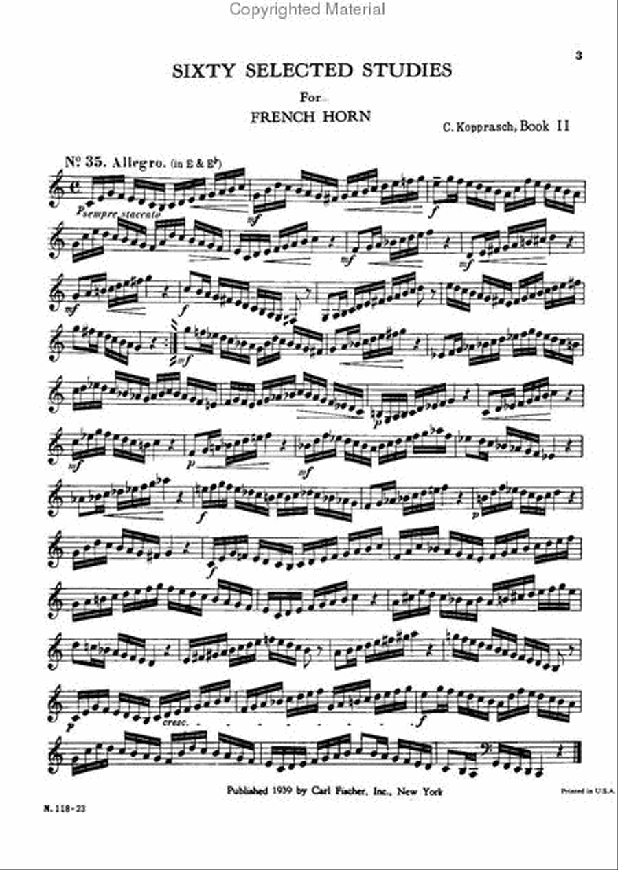 Sixty Selected Studies for French Horn Horn scores gallery preview page 2