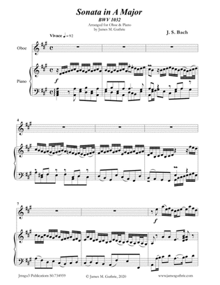Book cover for BACH: Sonata in A BWV 1032 for Oboe & Piano