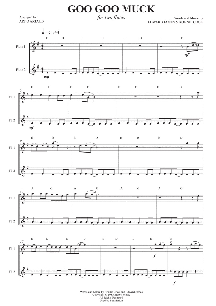 Goo Goo Muck Easy Piano scores gallery preview page 1