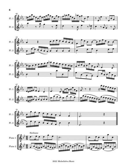 Sonata in E flat Major for flute--duet teaching version