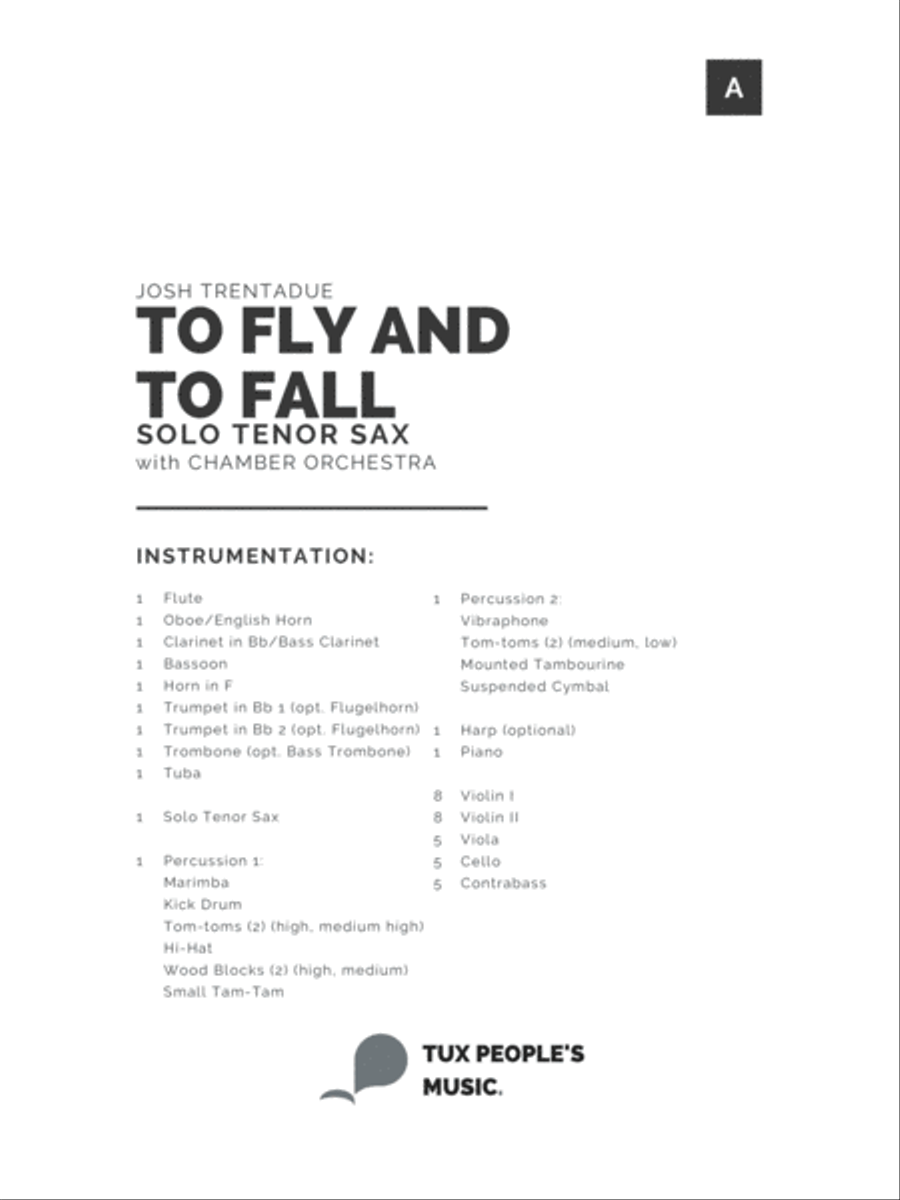 To fly and to fall (Concerto for Tenor Saxophone & Chamber Orchestra) Chamber Orchestra scores gallery preview page 2