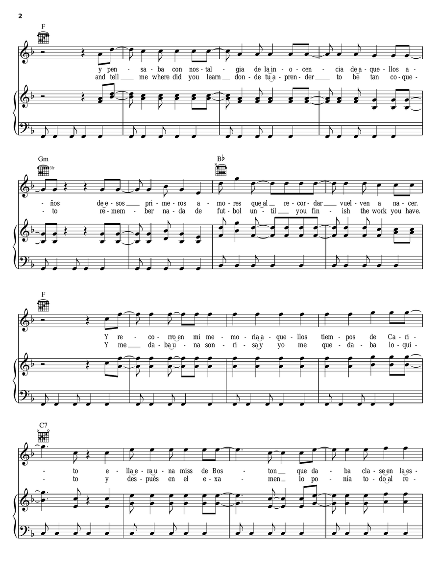 Carito Carito Piano, Vocal, Guitar scores gallery preview page 2