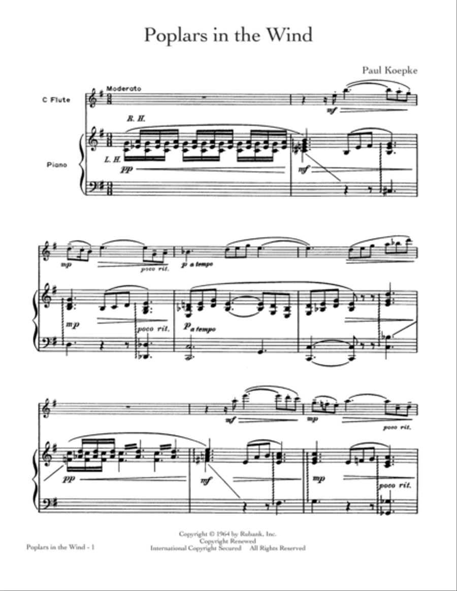 Poplars In The Wind School and Community scores gallery preview page 1