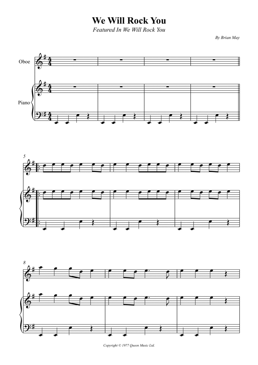We Will Rock You Piano scores gallery preview page 1