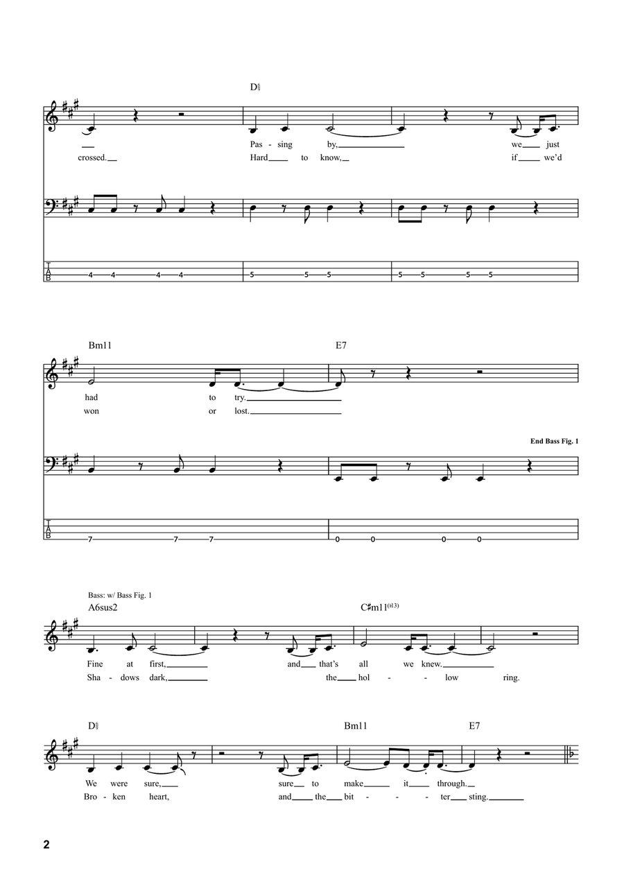 Won't Let You Down Bass Guitar Tablature scores gallery preview page 2