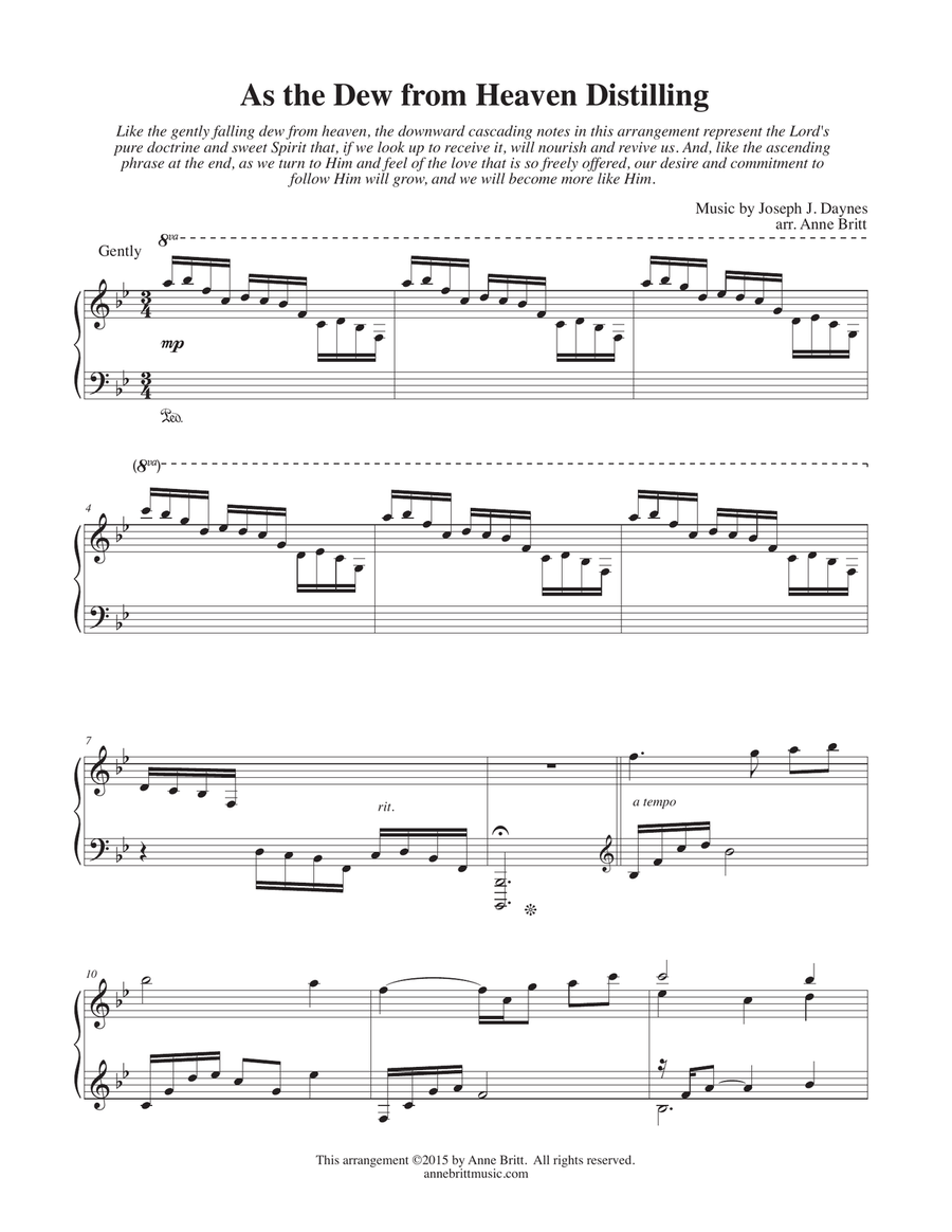 As the Dew from Heaven Distilling Piano Solo scores gallery preview page 1
