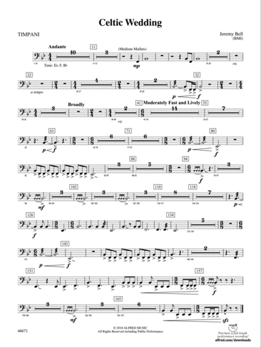 Celtic Wedding: Timpani Celtic Wedding: Timpani Concert Band scores gallery preview page 1