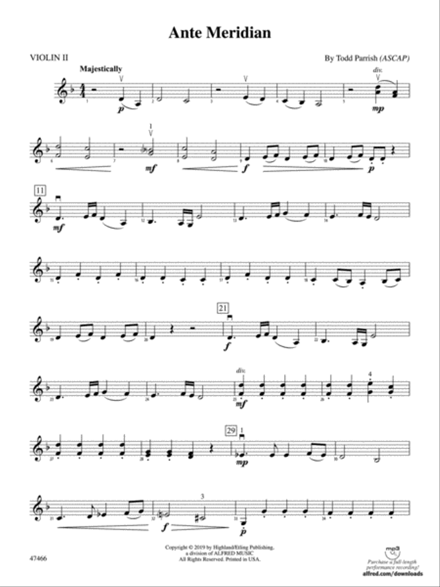 Ante Meridian: 2nd Violin String Orchestra scores gallery preview page 1