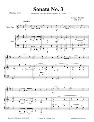 Vivaldi: Sonata No. 3 for Tenor Sax & Piano