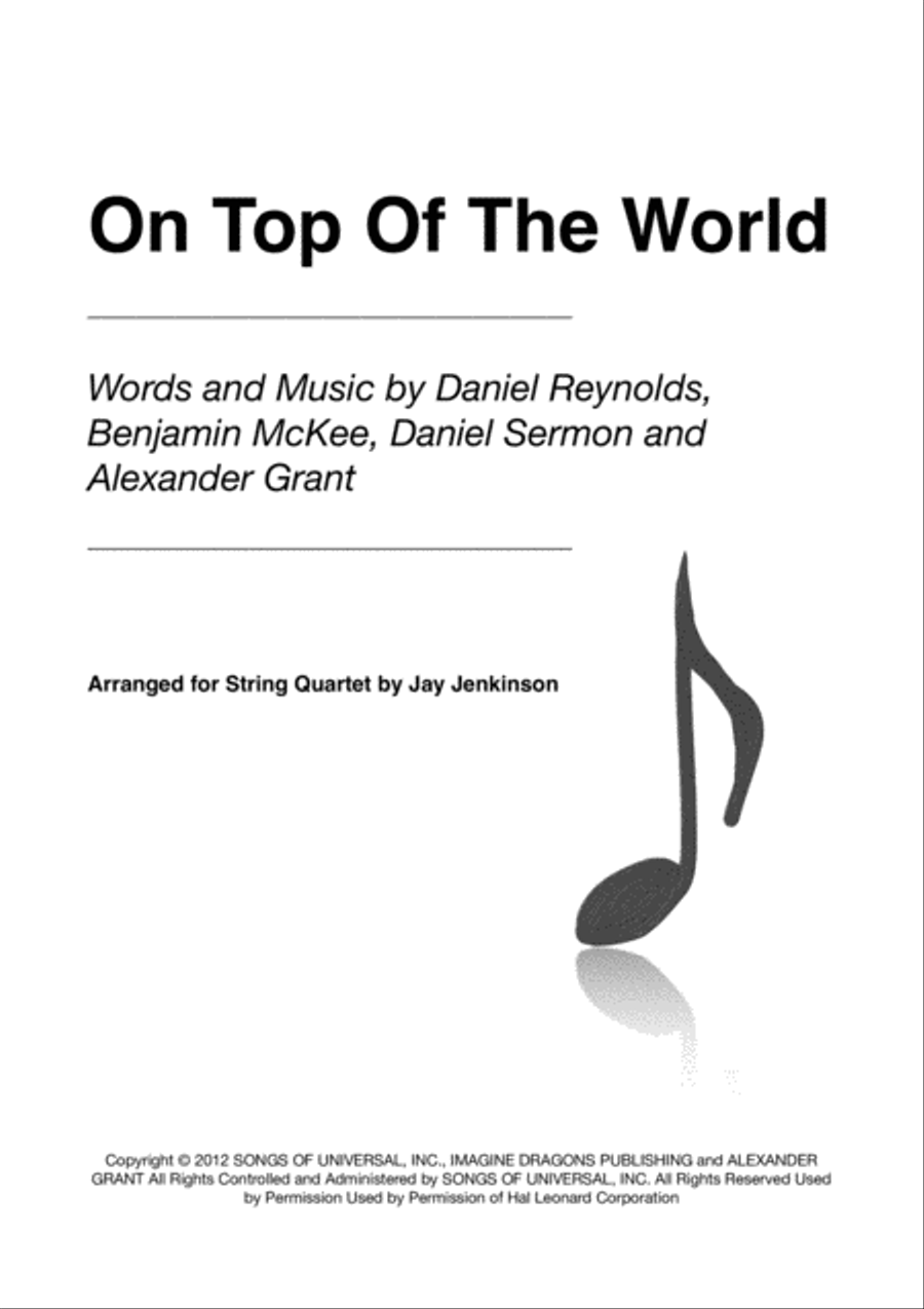 On Top Of The World String Quartet scores gallery preview page 1