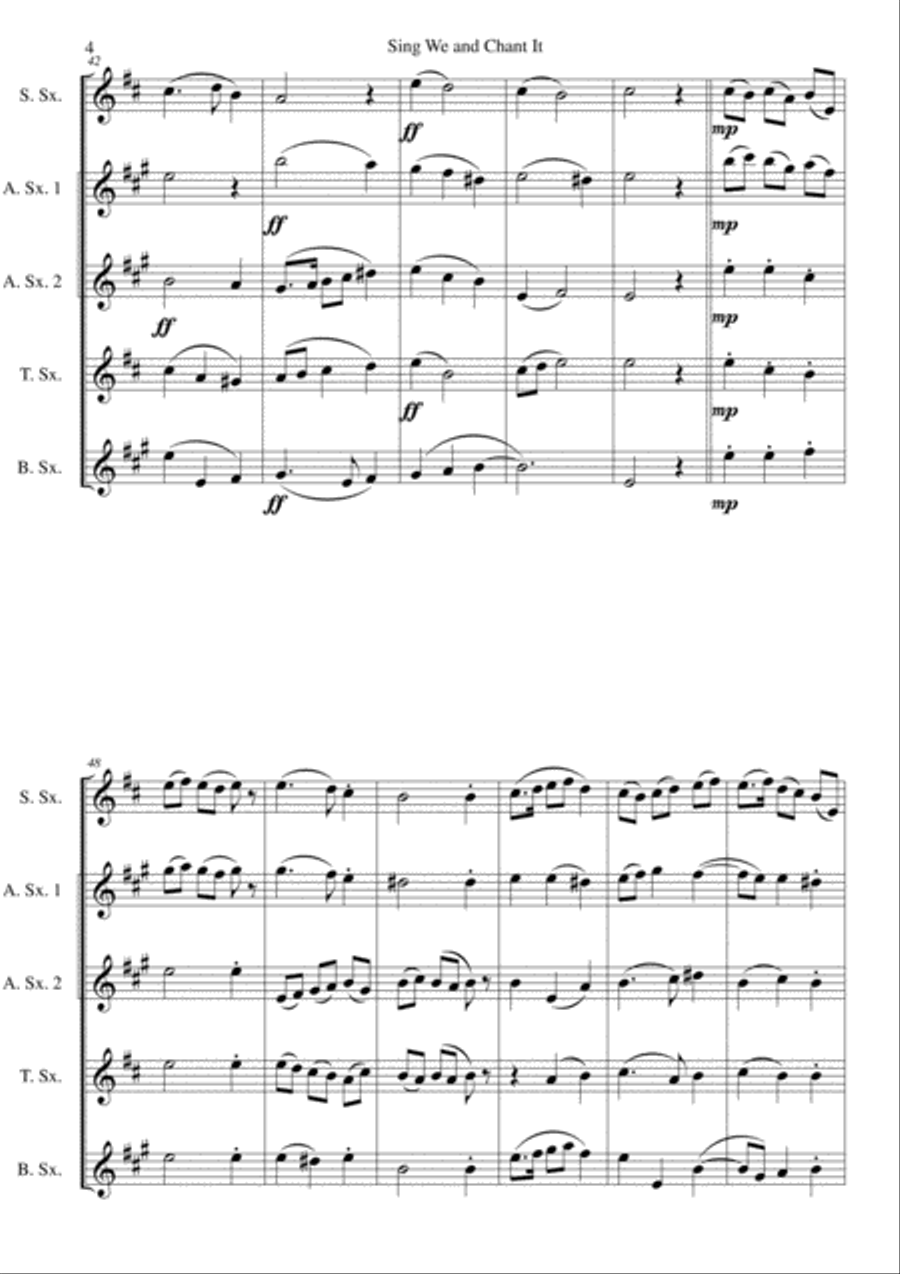 Sing we and chant it (with variations) for saxophone quintet Saxophone Quintet scores gallery preview page 4