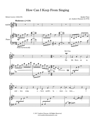 How Can I Keep From Singing - SATB and piano