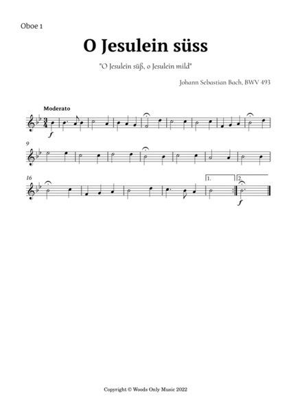 O Jesulein süss by Bach for Oboe Quartet image number null