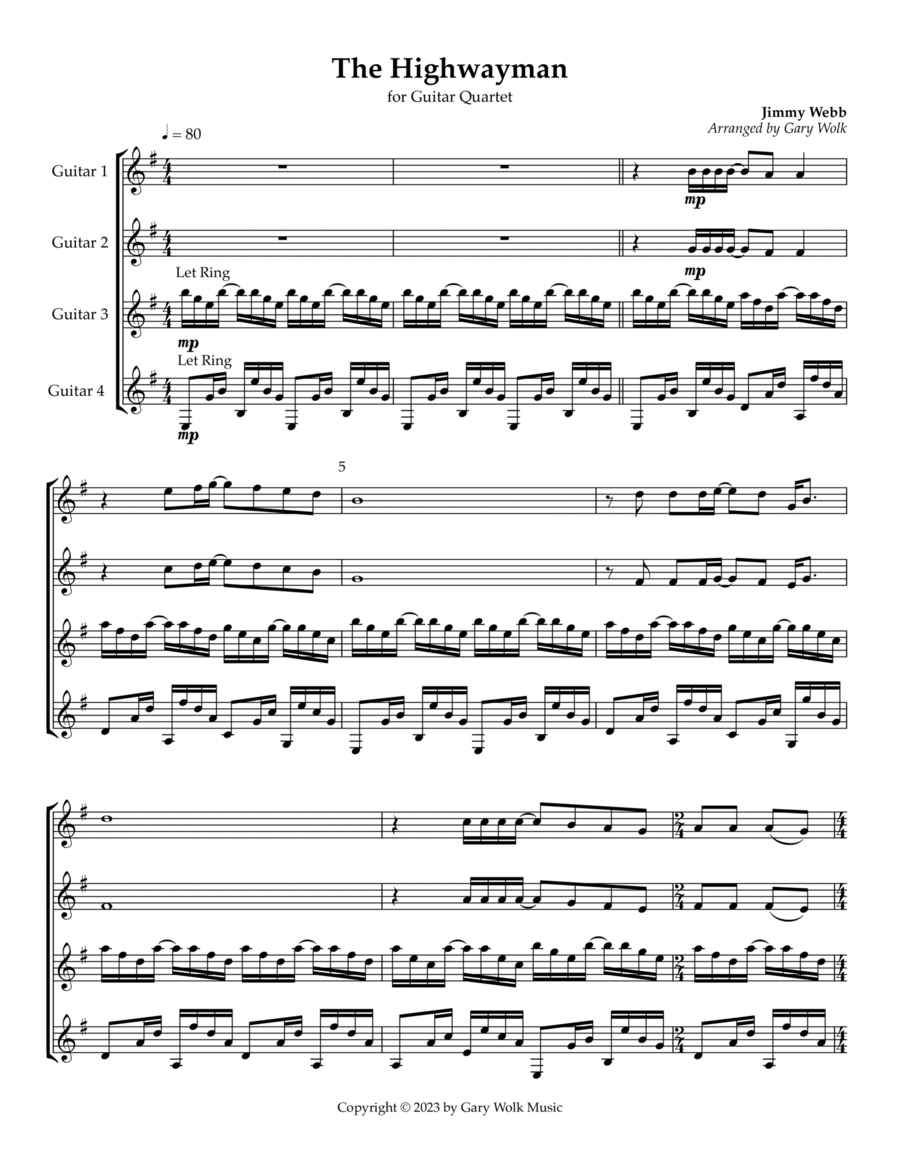 The Highwayman The Highwayman Acoustic Guitar scores gallery preview page 1