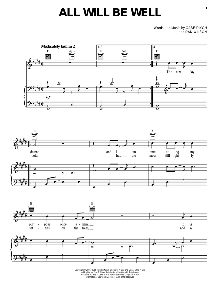 All Will Be Well All Will Be Well Piano, Vocal, Guitar scores gallery preview page 1