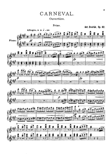 Dvorak Carnival Overture, for piano duet(1 piano, 4 hands), PD802