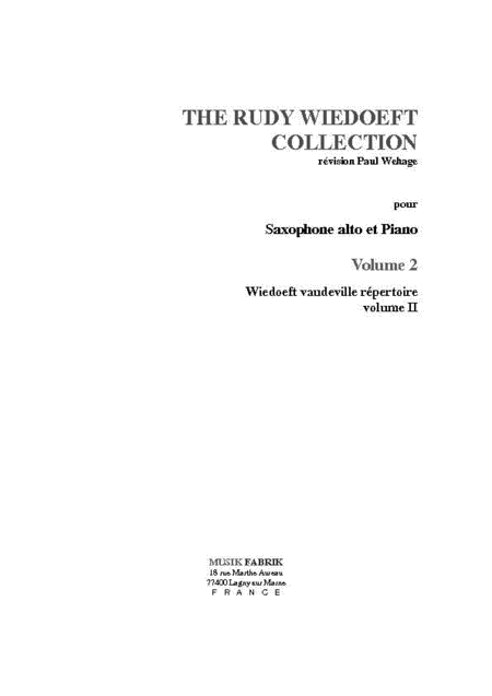 Wiedoeft Collection, Volume 2 - Vaudeville Repertoire, Book 2
