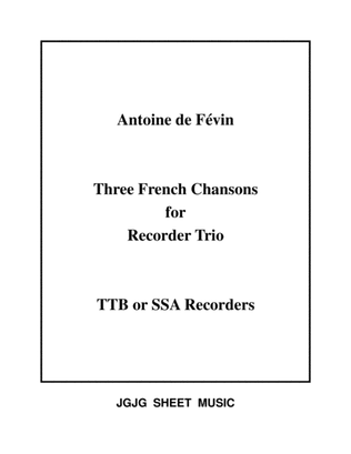 Book cover for Three French Chansons for Recorder Trio