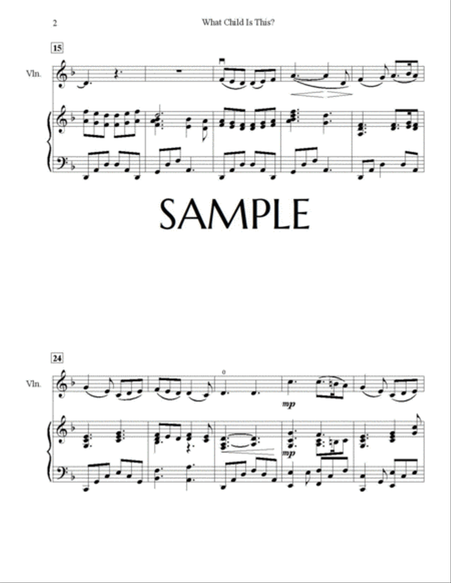 What Child is This, for Violin and Piano Violin Solo scores gallery preview page 3