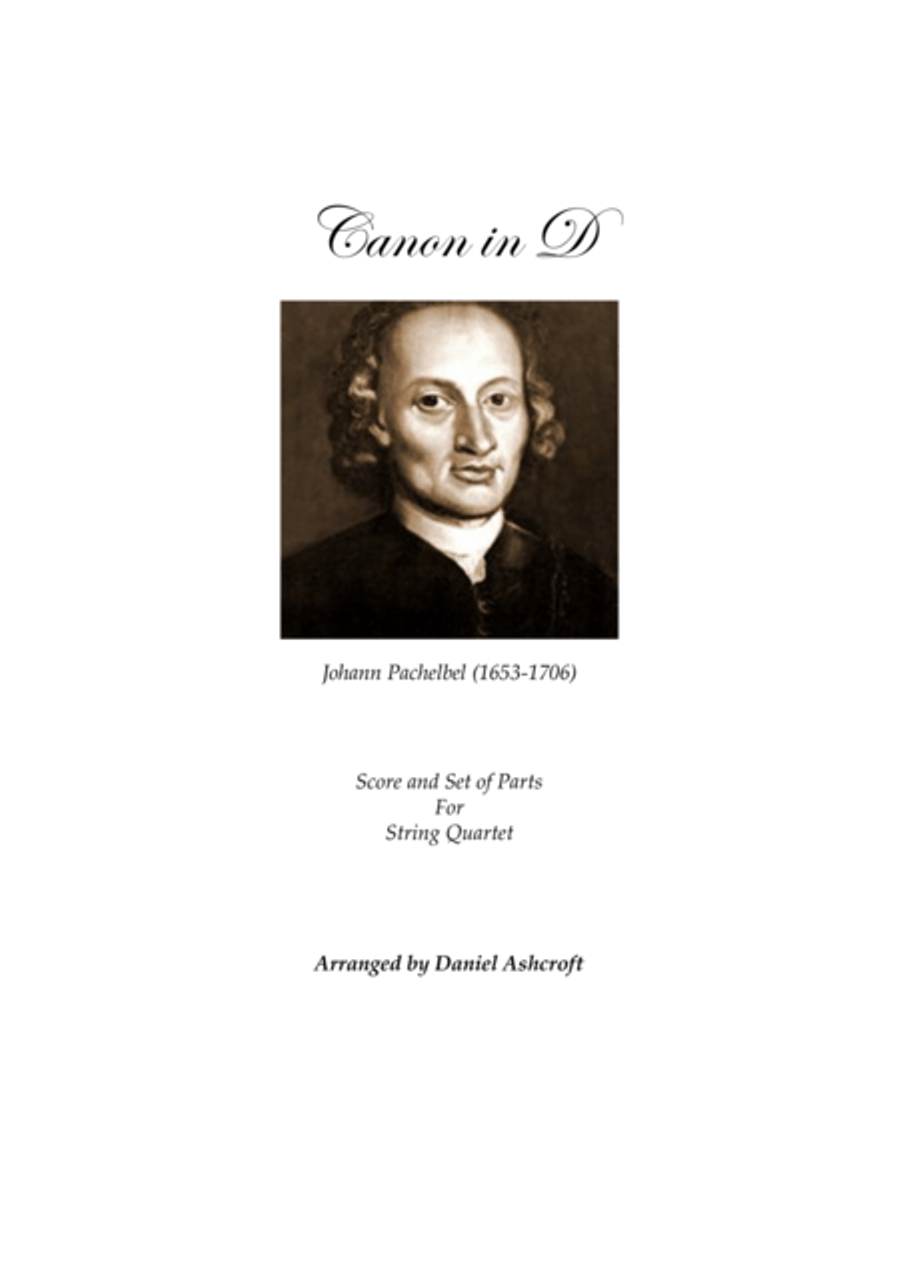 Pachelbel's Canon in D - Score and Parts String Quartet scores gallery preview page 1