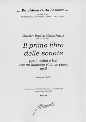 Book cover for Il primo libro delle sonate op.5 (Bologna, 1674)