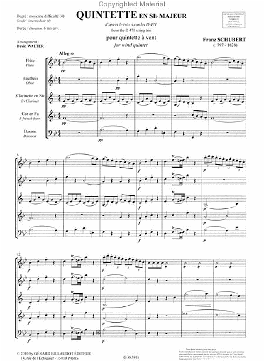 Quintette en sib majeur Woodwind Quintet scores gallery preview page 2