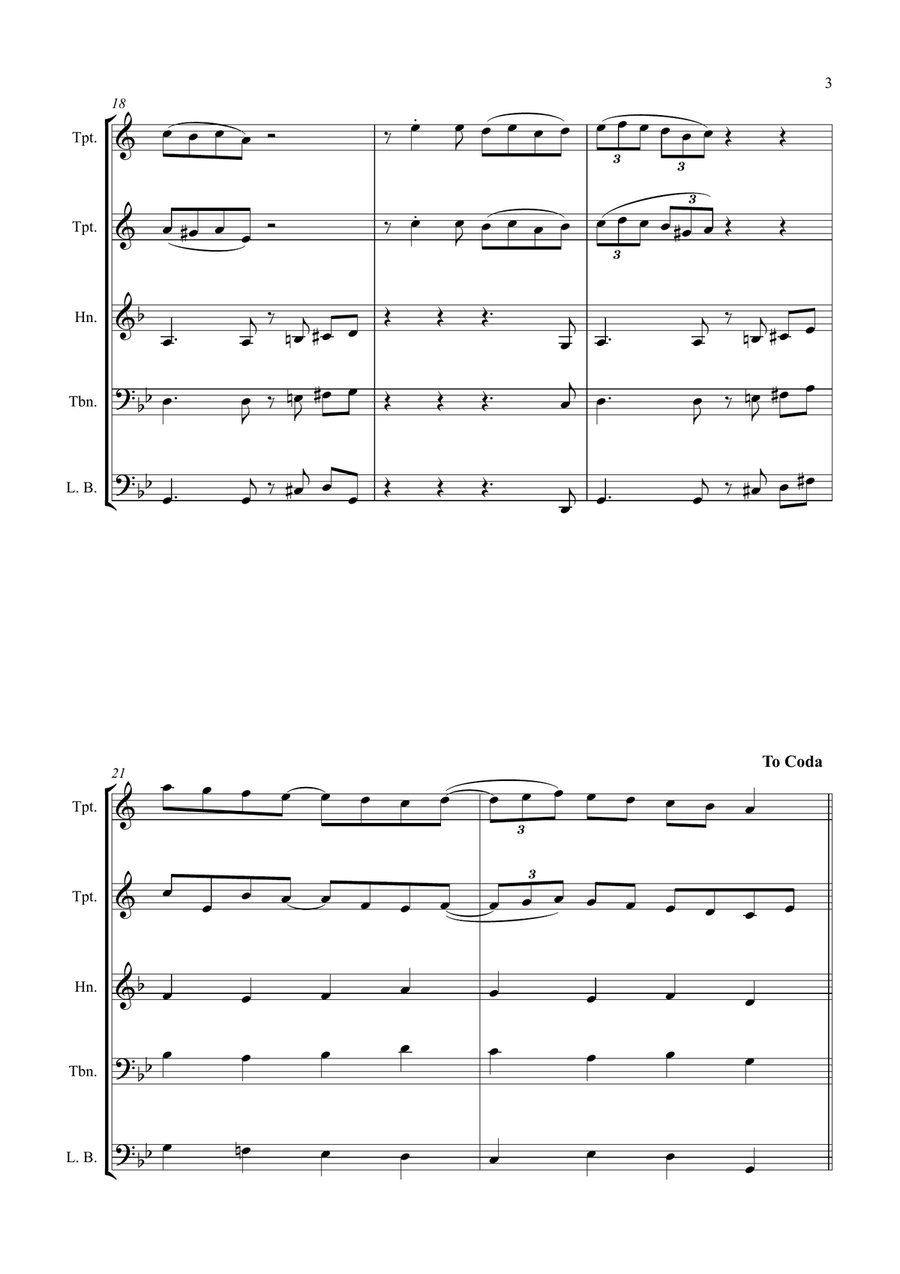Carol of the Bells (Ukrainian Bell Carol) - Jazz Arrangement for Brass Quartet Brass Quartet scores gallery preview page 3