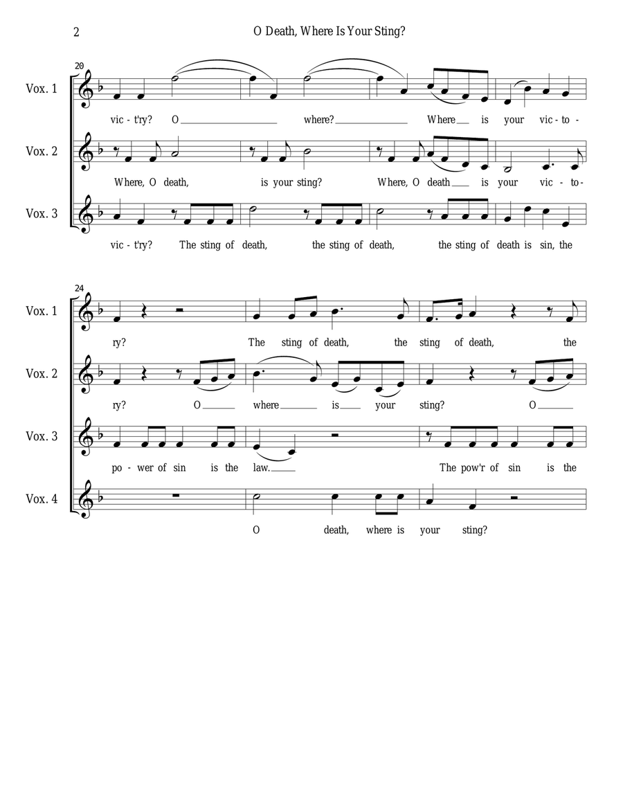 O Death, Where Is Your Sting? A Cappella scores gallery preview page 2