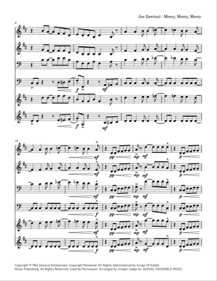 Mercy, Mercy, Mercy Brass Quartet scores gallery preview page 2