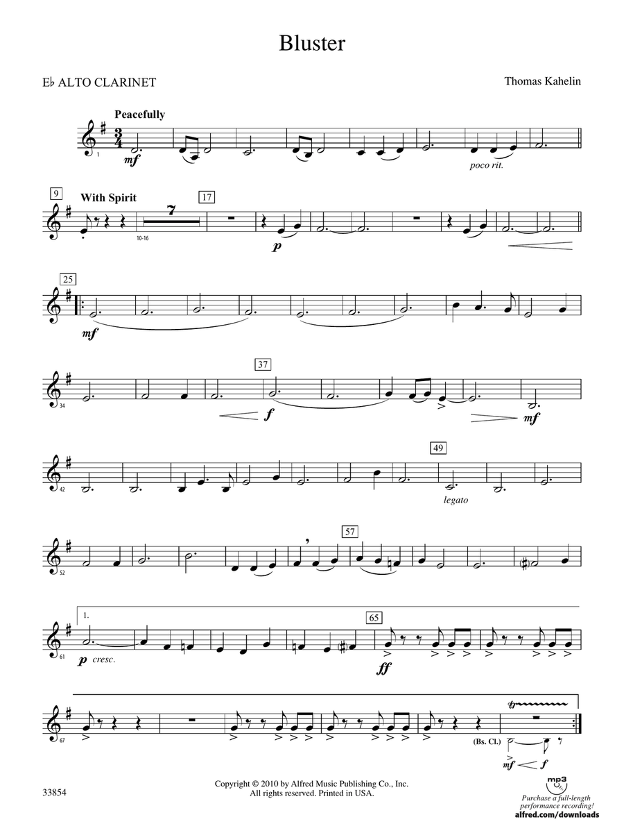 Bluster: (World Part) E-flat Alto Clarinet