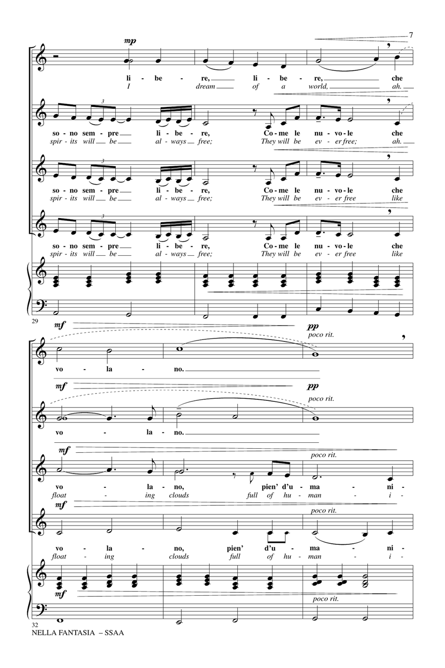 Nella Fantasia (In My Fantasy) (arr. Audrey Snyder) SSAA scores gallery preview page 5