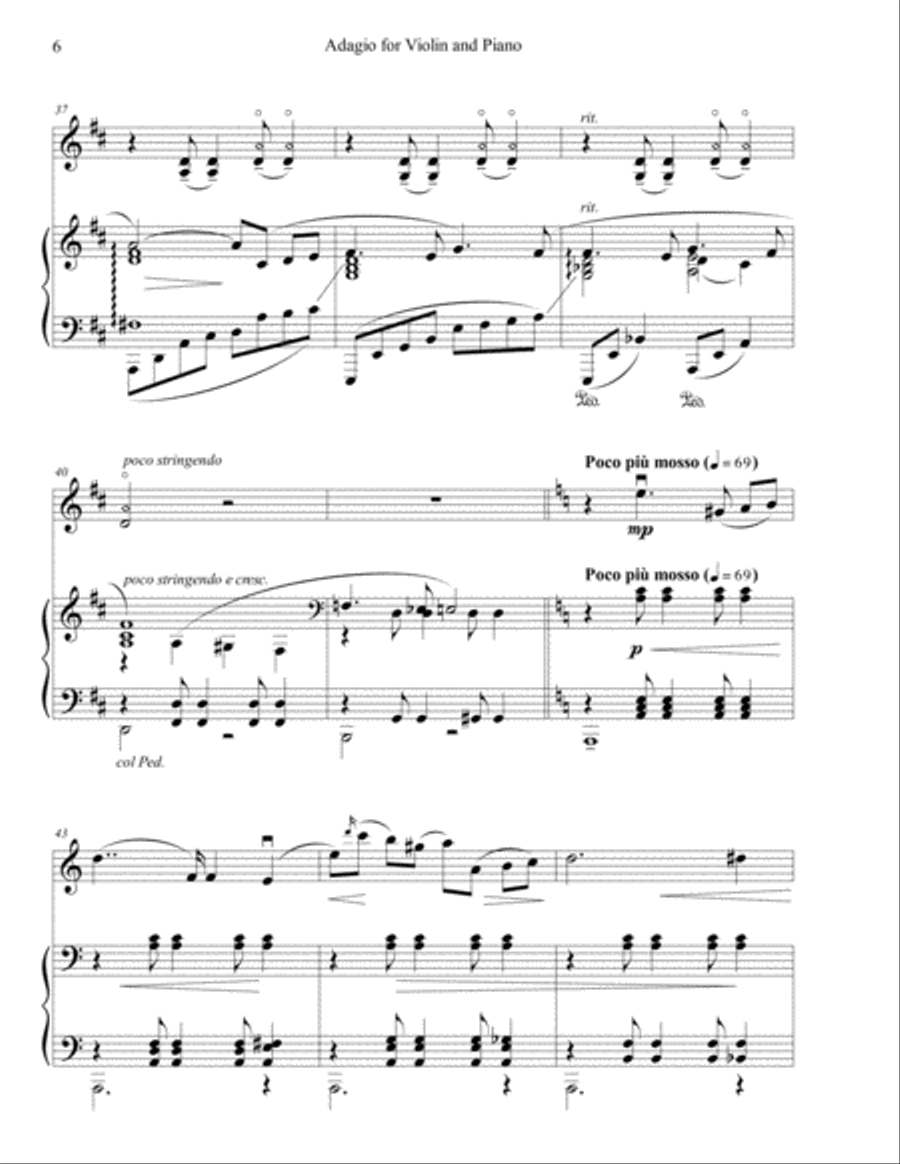 Adagio for Violin and Piano Violin Solo scores gallery preview page 6