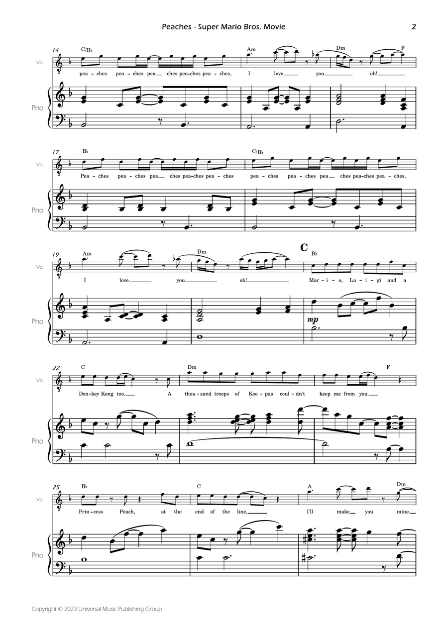 Peaches Piano, Vocal scores gallery preview page 4