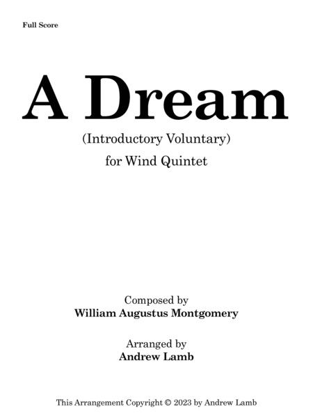 William Montgomery | A Dream (for Wind Quintet) image number null