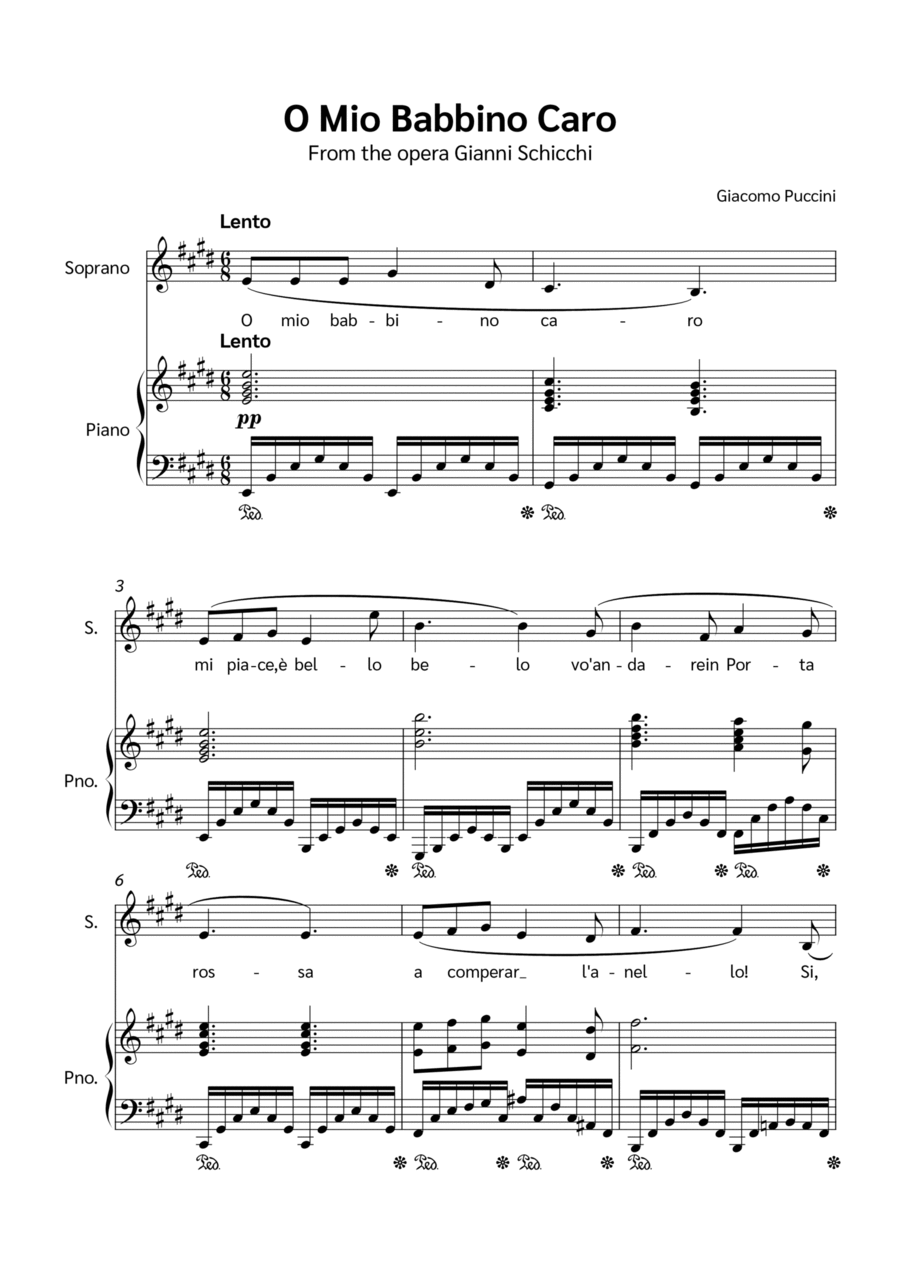 O Mio Babbino Caro Voice scores gallery preview page 1