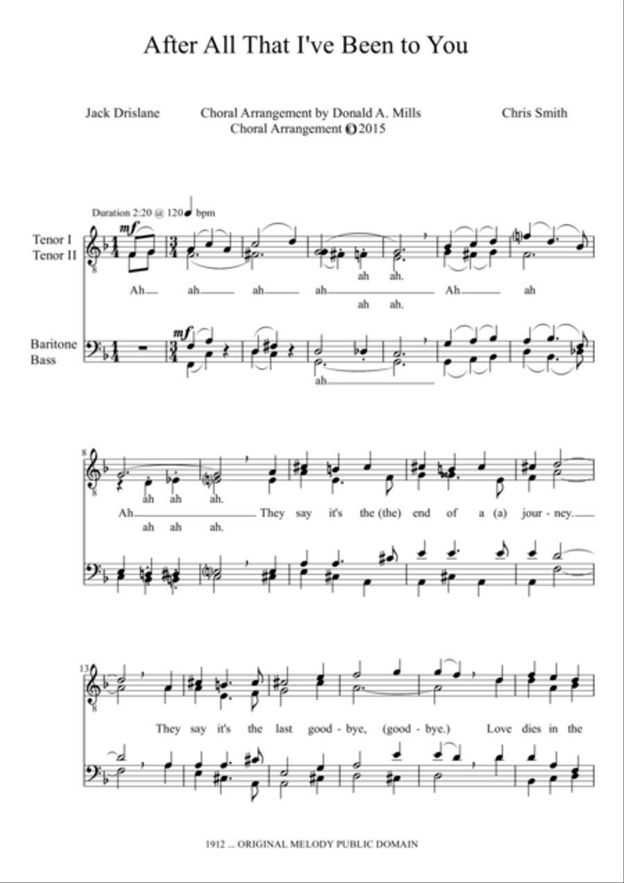 After All That I Have Been to You TTBB scores gallery preview page 1