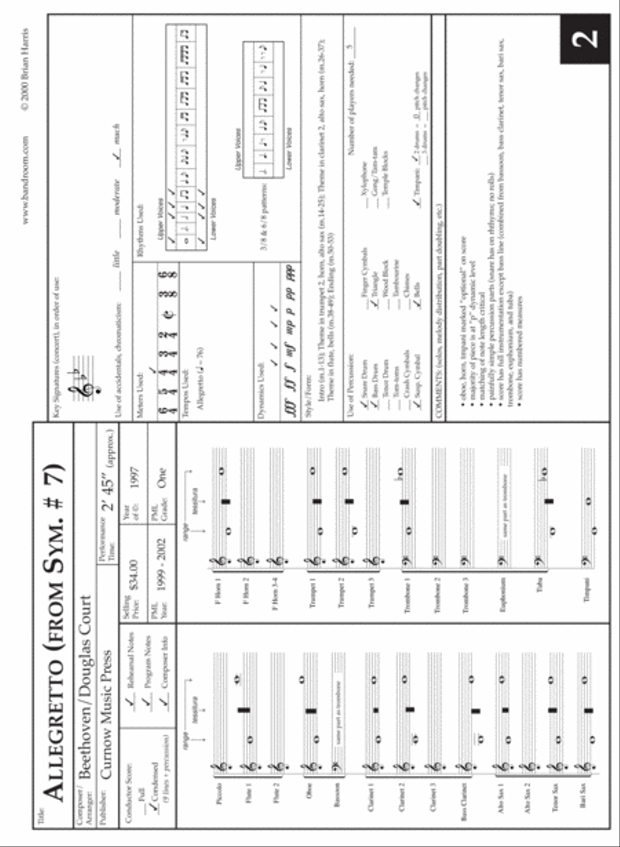 YOUNG BAND MUSIC ANALYSIS FORM & 28 SAMPLES (resource for band directors) Concert Band scores gallery preview page 6