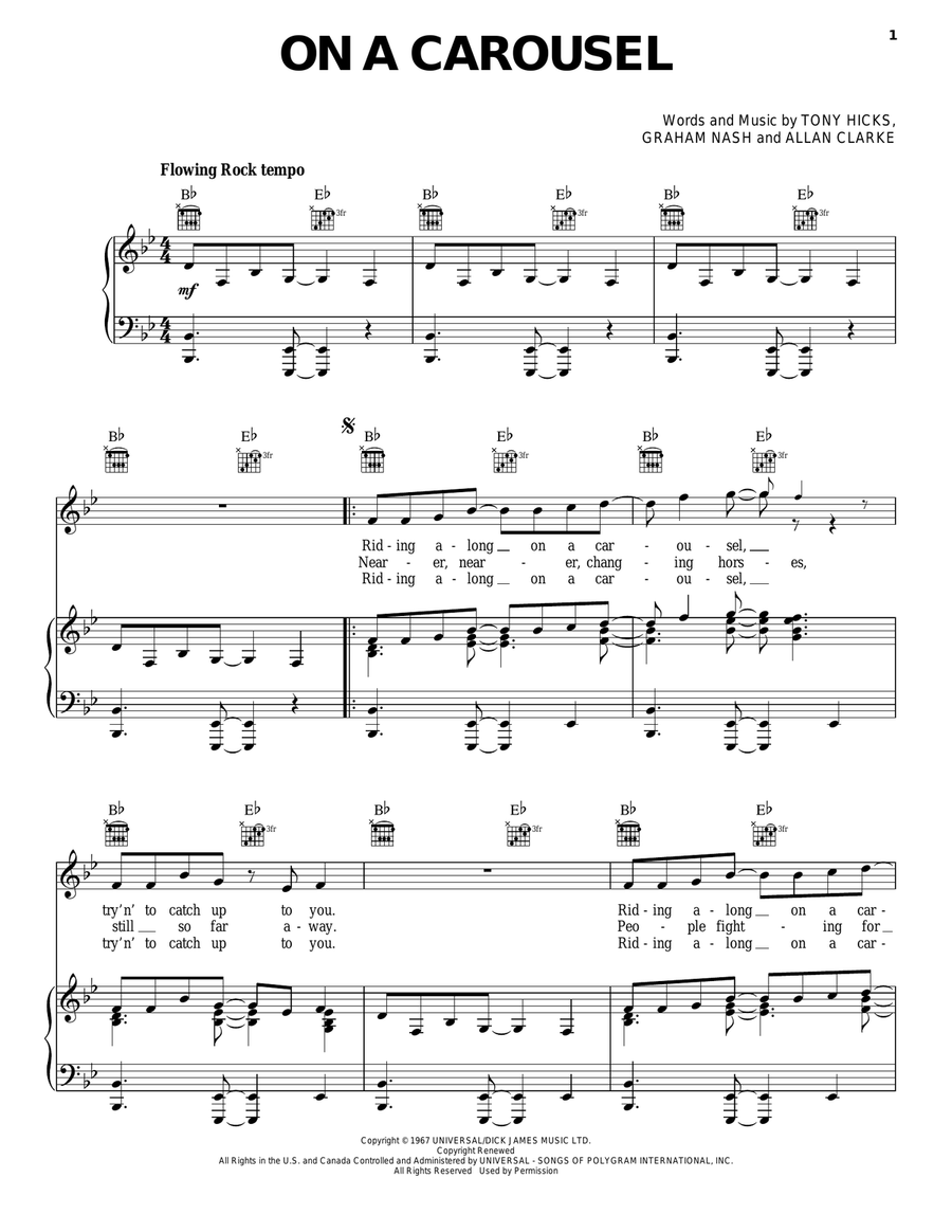 On A Carousel Piano, Vocal, Guitar scores gallery preview page 1