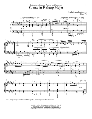 Piano Sonata No. 24 In F-Sharp Major, Op. 78