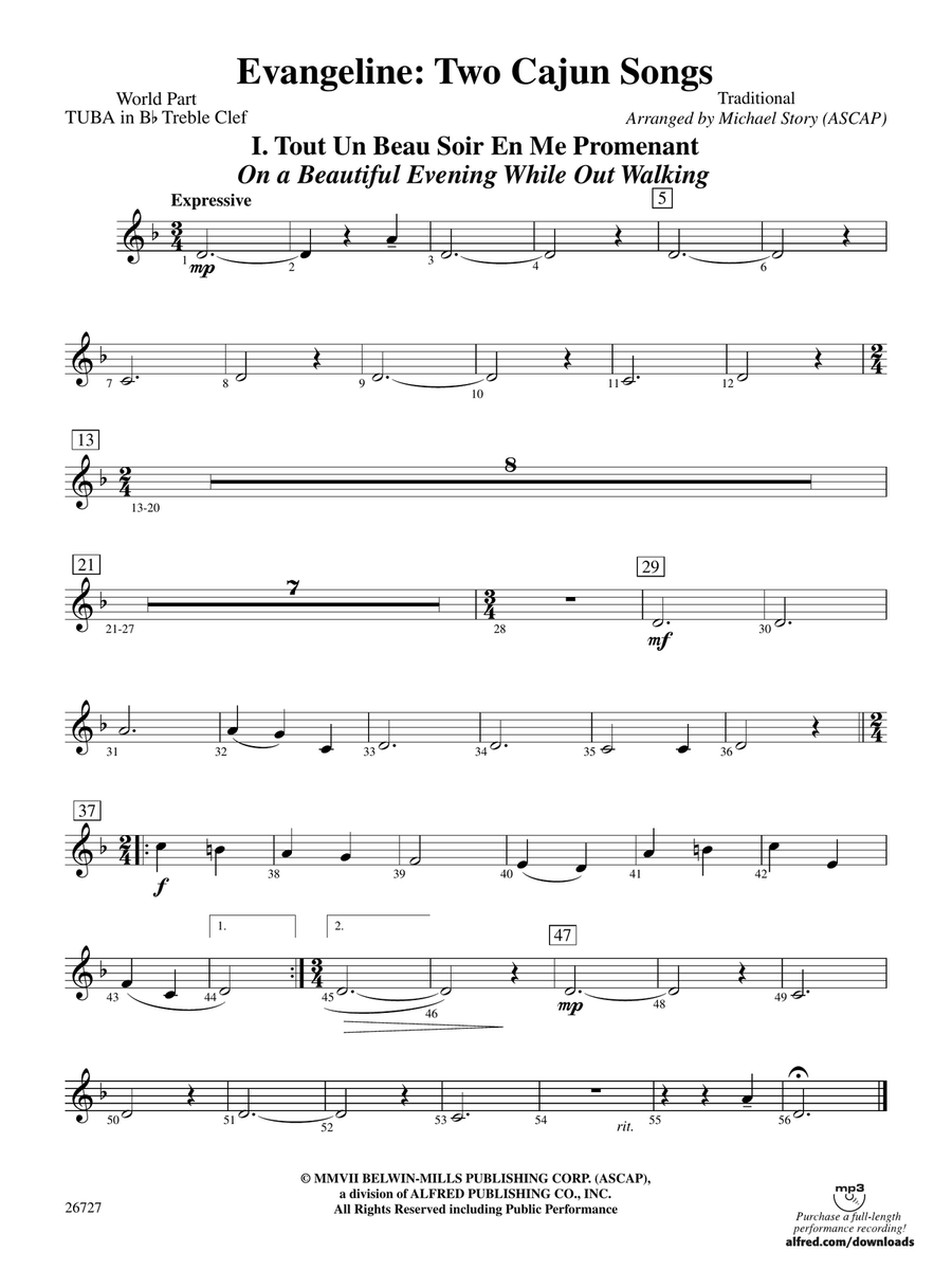 Evangeline: (World Part) B-flat Tuba T.C.